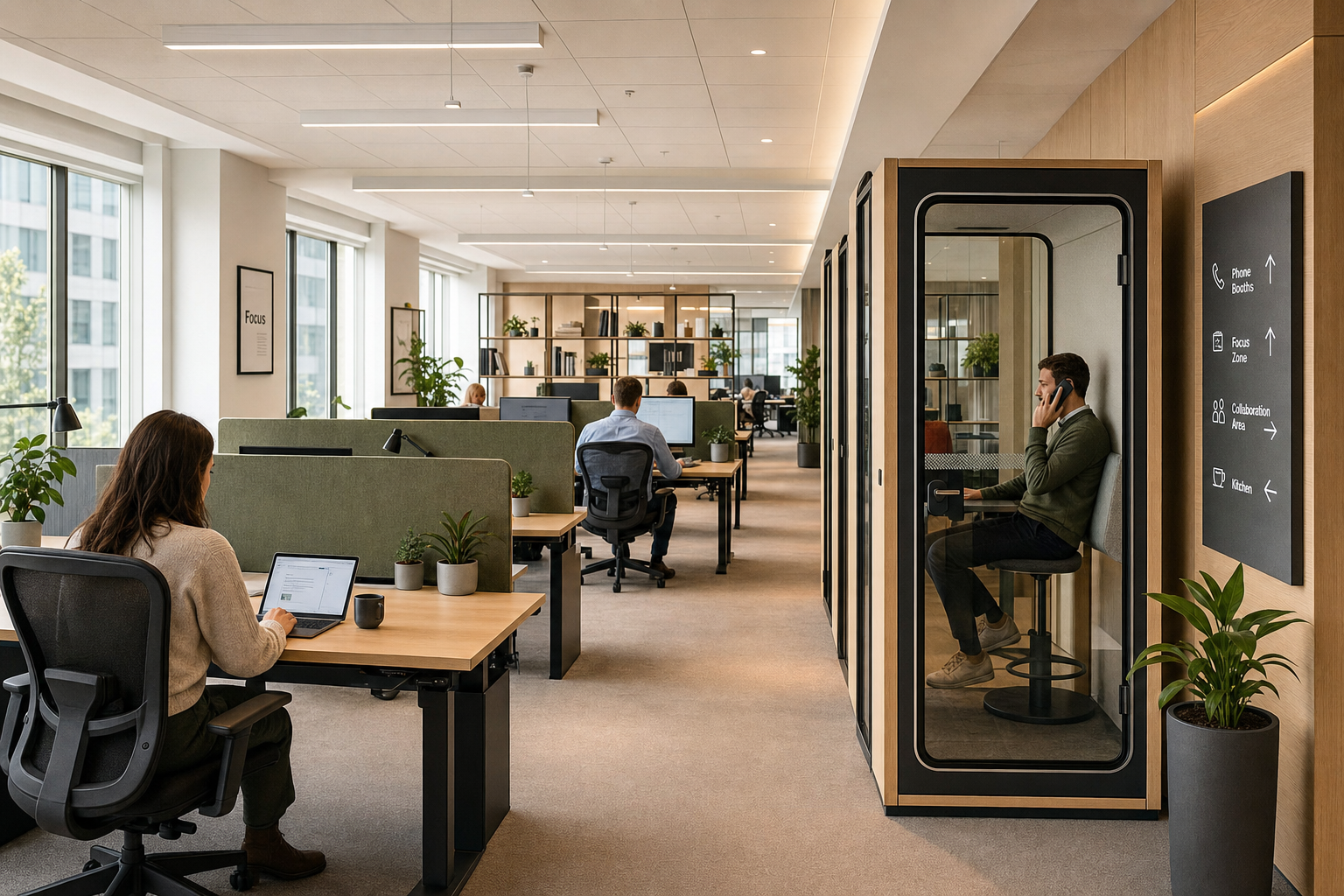 Moderne kantoorinrichting voor hybride werken