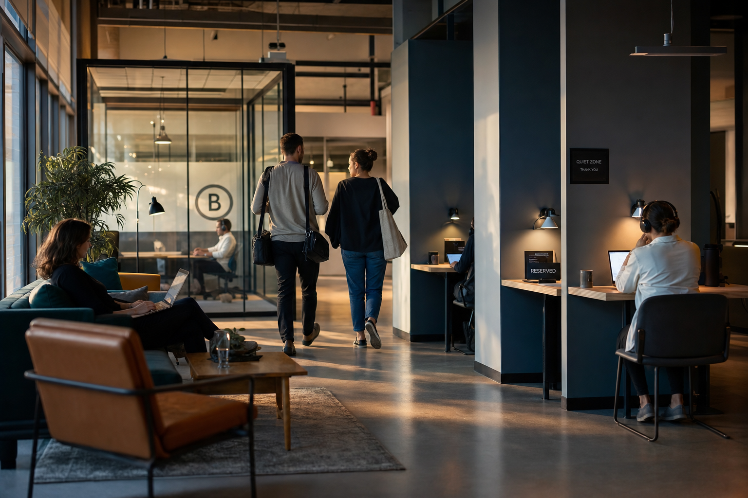 Flexibele werkplekken in modern kantoor